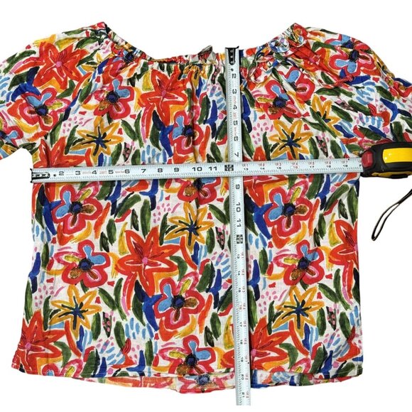 Hester & Orchard Linen Blend Size M Colorful Womens 3/4 Sleeve Shirt Cotton/Line - Picture 5 of 10